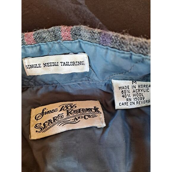 Sears Roebuck Men's Vintage Flannel Shirt Wool Blend Red Green Plaid M - Picture 3 of 3